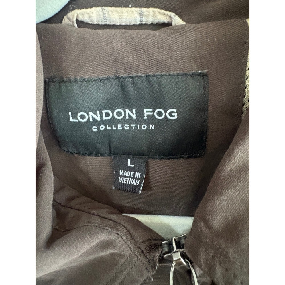London Fog Collection Mens Brown Harrington Jacket Full Zip Lightweight Size L - Picture 3 of 5